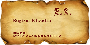 Regius Klaudia névjegykártya